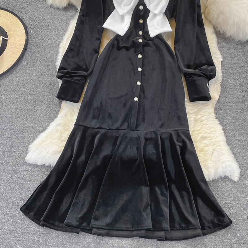 Robe queue de poisson en velours tempérament 3270