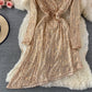 Robe sexy à paillettes irrégulières et col en V 3097