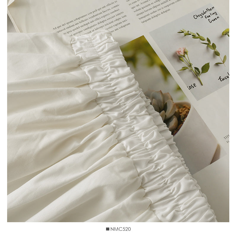 French irregular auricle edge stitching medium length A-line skirt  2590