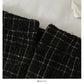 Hong Kong Style Vintage tweed Plaid high waist slim A-shaped wrap hip skirt  2622