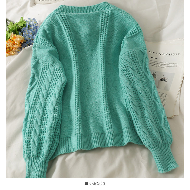 Pull femme col T cardigan haut ample et fin, pull polyvalent à manches longues en lin 2069