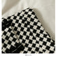 Korean retro color blocking Plaid high waist slim and versatile A-line skirt  2629
