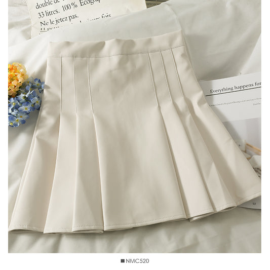 Jupe plissée fine taille haute unie 2577
