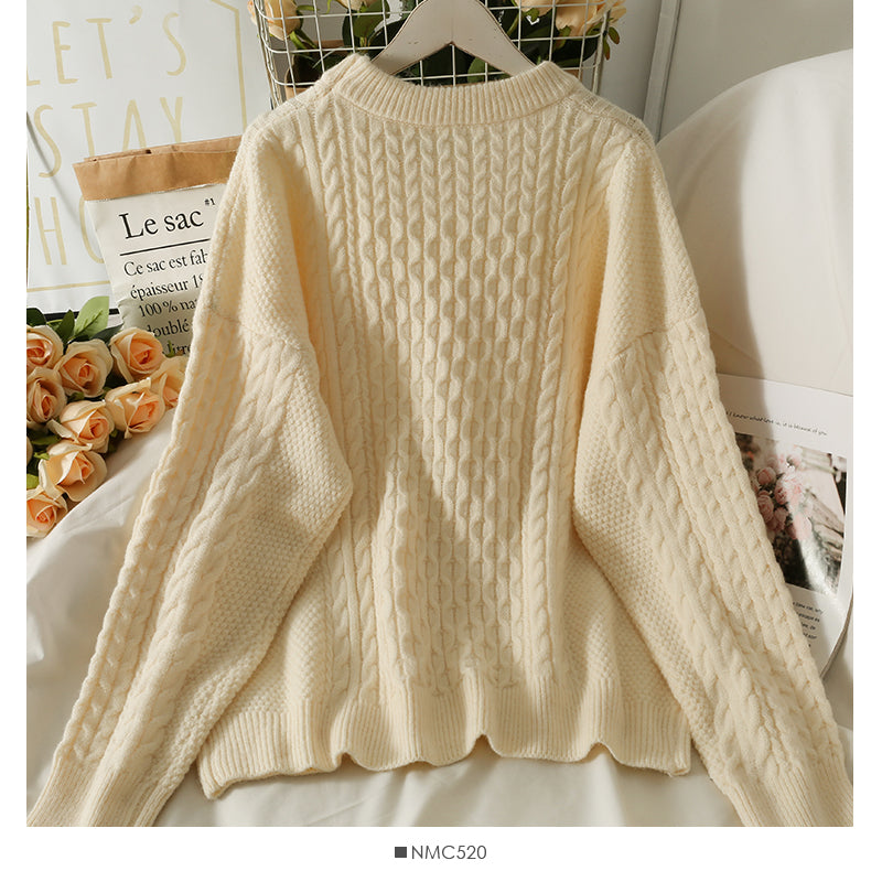 Pull à manches longues en chanvre fin en forme de cœur pour femme, version coréenne, 2020