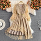 Robe col V en maille de dentelle brodée 2989