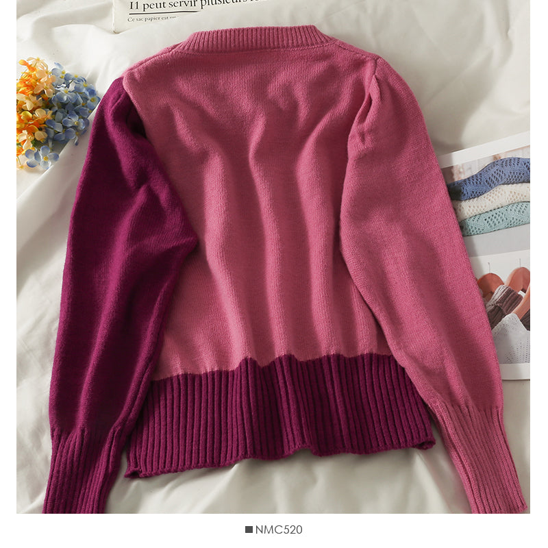 Pull à carreaux en maille fine à col ras du cou et surpiqûres contrastées pour femme 1998