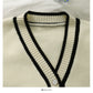 Pull femme nouveau pull rayé ample fin à simple boutonnage 2073