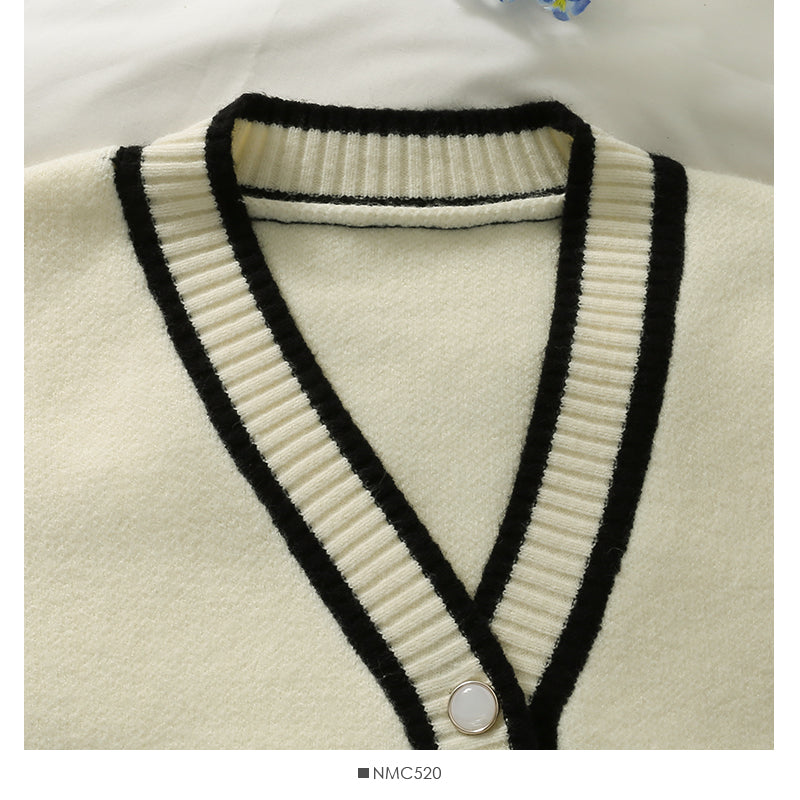 Pull femme nouveau pull rayé ample fin à simple boutonnage 2073
