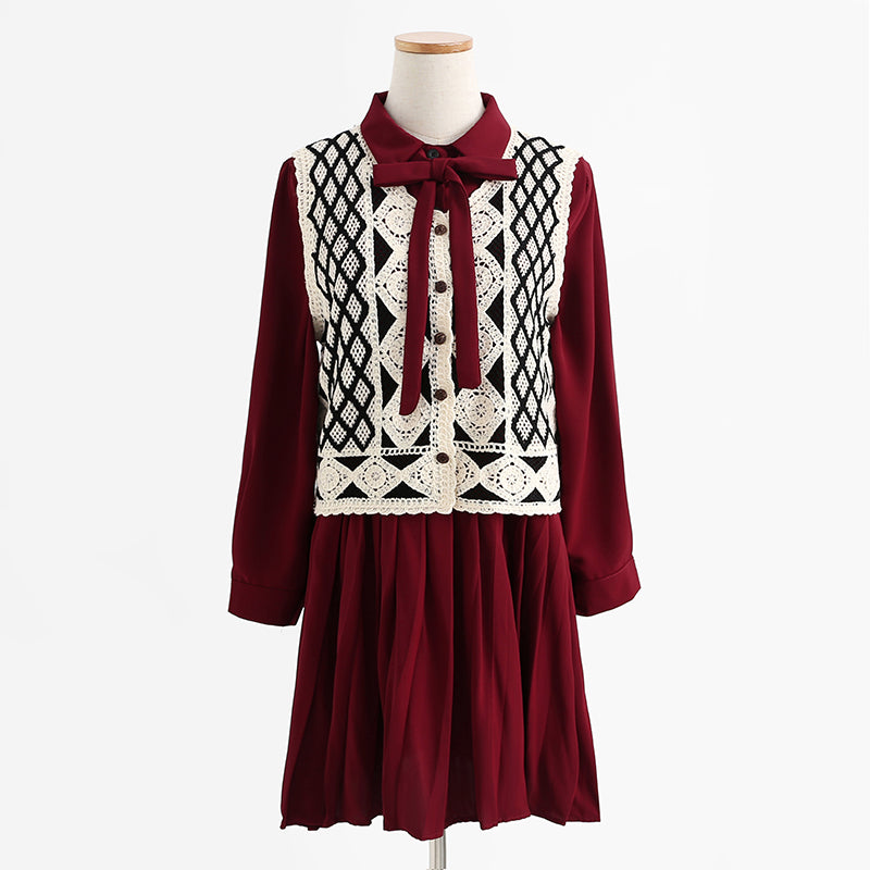 New sweater vest dress two piece suit  2251