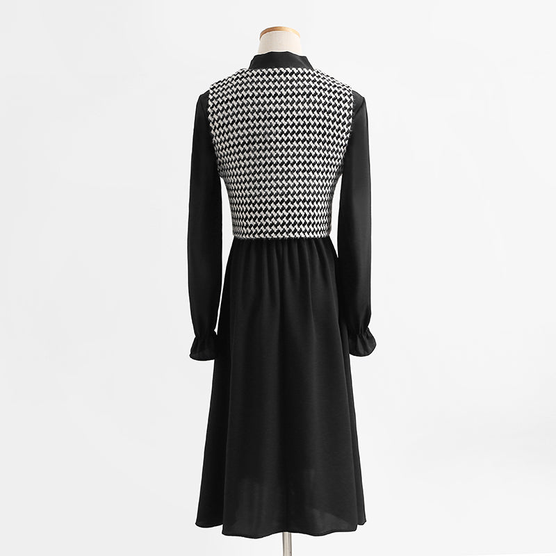 New thousand bird check black dress vest skirt foreign style age reduction fashion  2270