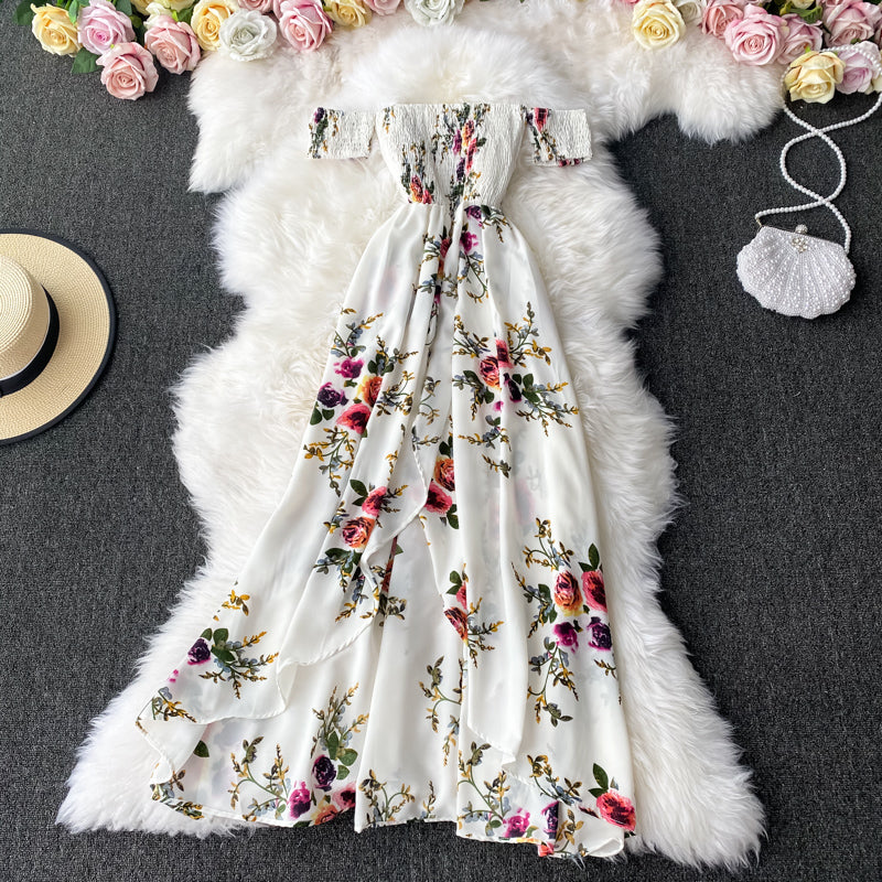 Robe fleurie sans bretelles à une épaule et à la mode 2927