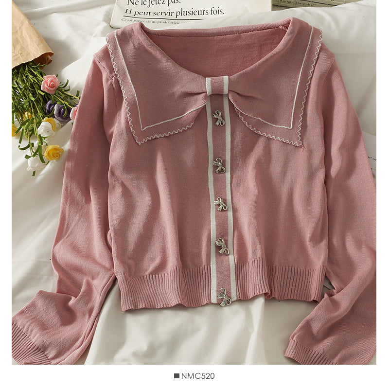 Pull rayé court à simple boutonnage en tricot slim 1921