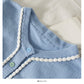 Joli petit pull ras du cou à simple boutonnage et rayures fraîches 1810