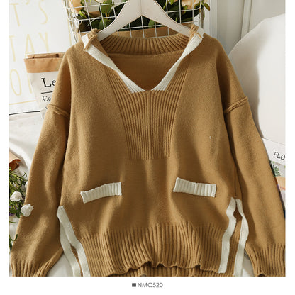 Pull col V ample et fin à rayures colorées coréennes pour femme 2000