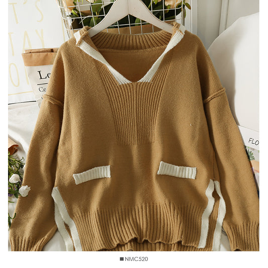 Pull col V ample et fin à rayures colorées coréennes pour femme 2000