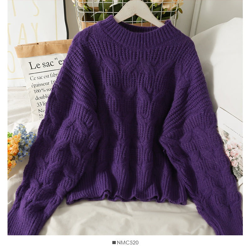 Pull femme saison ample et fin motif lin pull col rond 2021