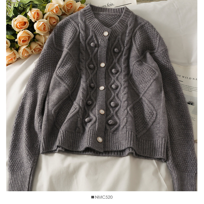 Pull cardigan haut en treillis de diamant pull à manches longues mode 1829