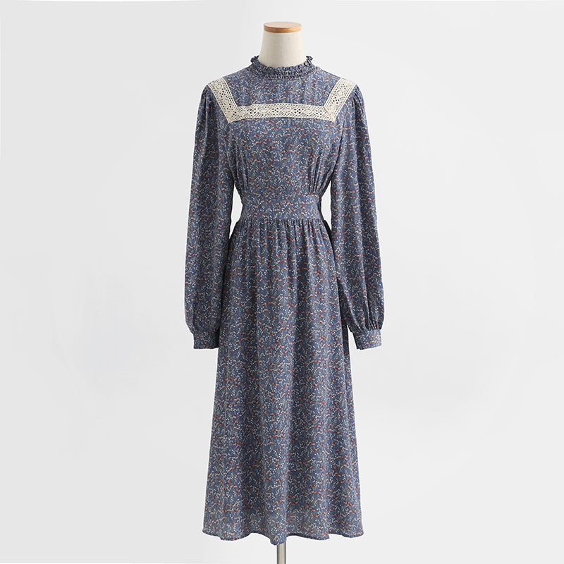 Patchwork bottomed long skirt lady temperament chiffon long sleeve skirt  2434