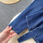 Denim Jacket Women's V-neck double breasted  1512