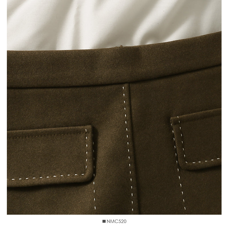Simple and versatile open line high waist slim A-line skirt  2605