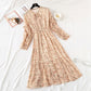 Long sleeve bow tie lace up Ruffle Bubble Sleeve Chiffon Skirt  2354