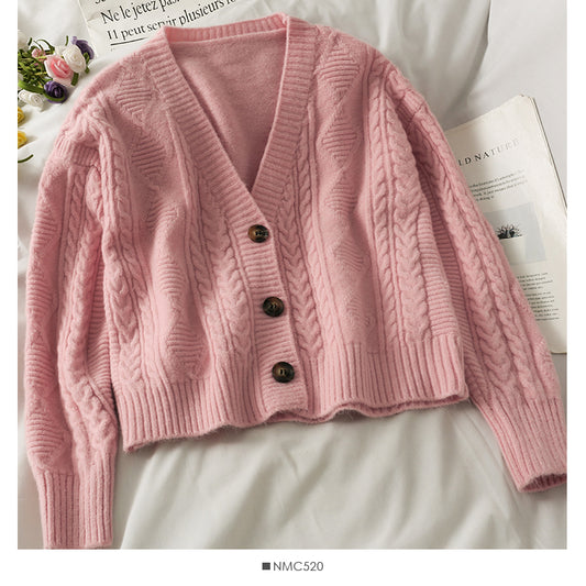 Pull femme cardigan trois boutons manches longues ample 1824