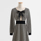 Design sense aging knitted striped dress with slim temperament  2281