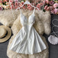 Low cut V-neck open back waist closed Strapless A-line skirt  2739