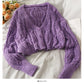 Pull jacquard pour femme, pull ample et fin de couleur unie 1741