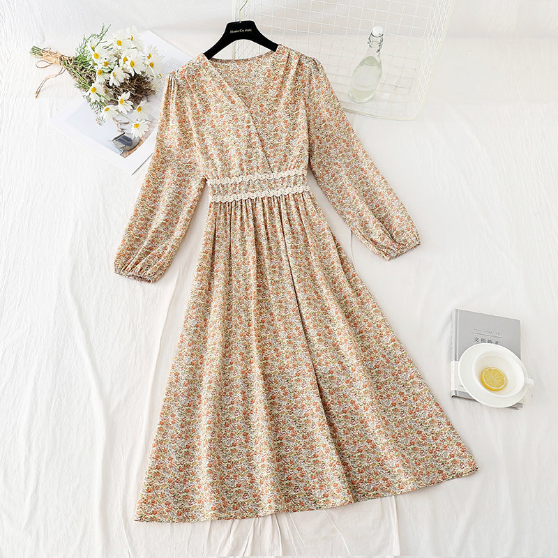 New French tea break early spring chiffon skirt long  2313