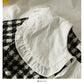 Splicing wooden ear edge doll neck long sleeve small coat for women  2113