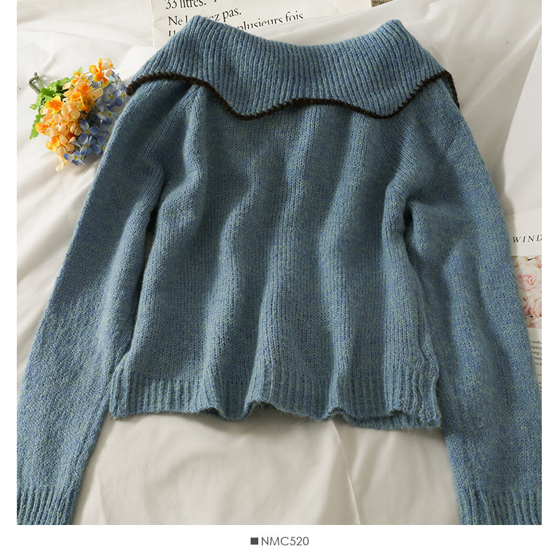 Nouveau pull cardigan court slim polyvalent pour femme 1754