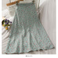 Floral high waist slim mid length skirt  2636