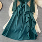 Robe taille haute à volants en dentelle cousue pour femme 3096