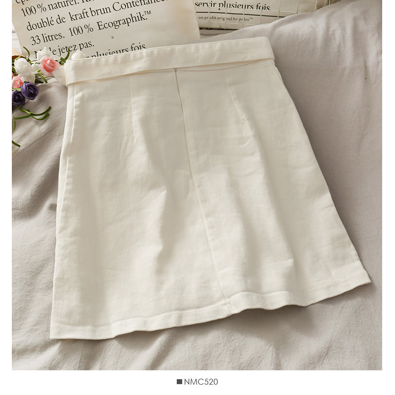 Retro leisure high waist bandage slim A-line skirt  2634