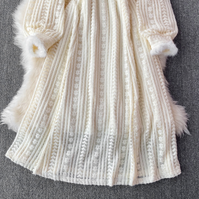 Robe longue en dentelle de velours au vent doux 3392