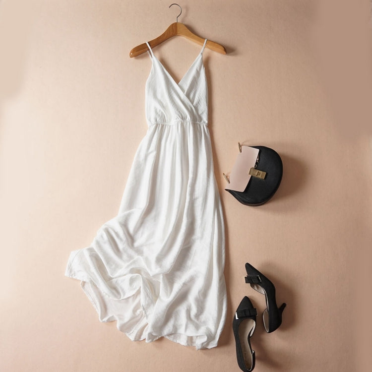Robe de plage sexy à bretelles et col en V et dos nu 3274