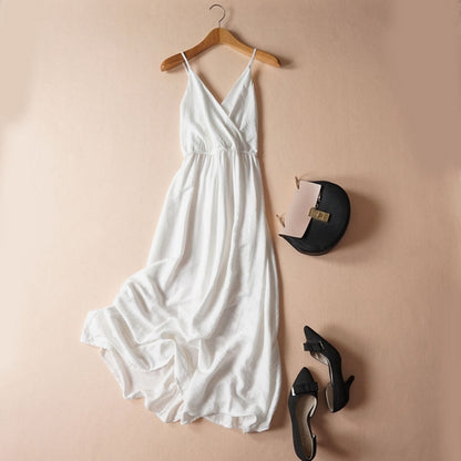 Robe de plage sexy à bretelles et col en V et dos nu 3274
