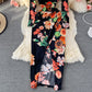 Robe portefeuille sexy à col en V et imprimé slim 2910