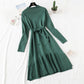 Knitted dress knee length ruffled fishtail skirt  2464