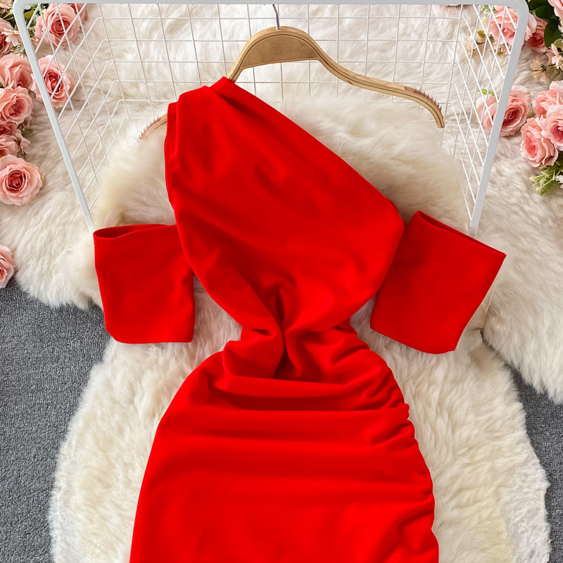 Pleated tight slim elastic Hip Wrap bottomed skirt  3249