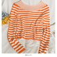 Pull rayé à col à chevrons et boutonnage simple, design minoritaire français 2057