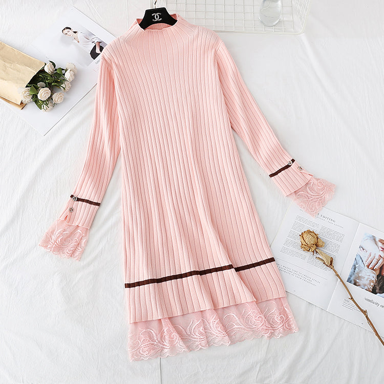 Two fake skirts with royal sister sweater and lace stitching  2296