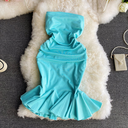 Robe bustier sexy à une épaule de style mature léger 3035