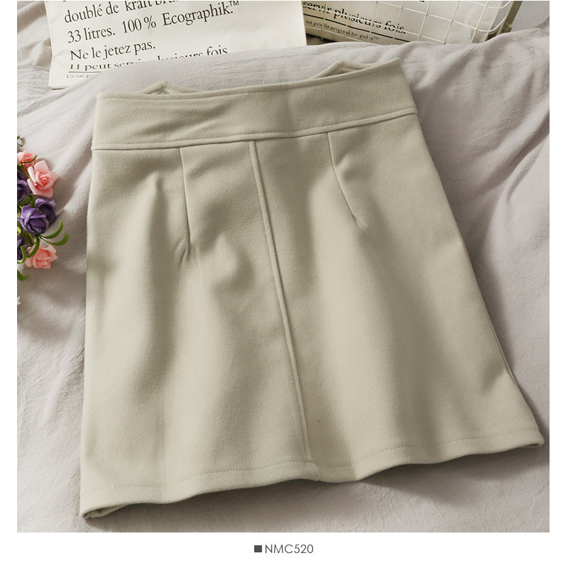 Korean design high waist thin A-line skirt  2673