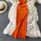 Robe vintage en tricot avec fermeture à la taille et aux fesses 2716