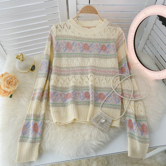 Pull creux à manches longues pour femme 1584