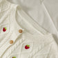 Pull cardigan brodé fraise vent doux femme 1719