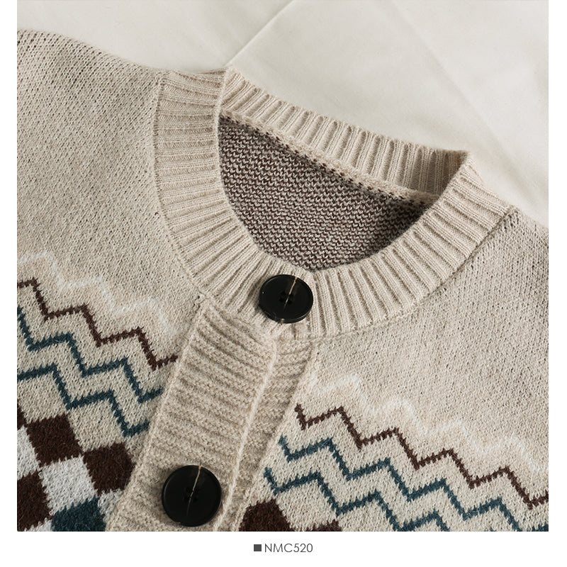 Nouveau cardigan à carreaux à boutonnage simple, pull à manches longues 2055