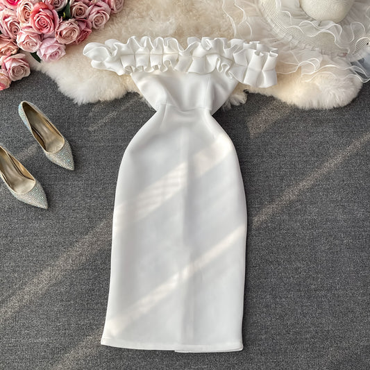 Off shoulder strapless dress   2743